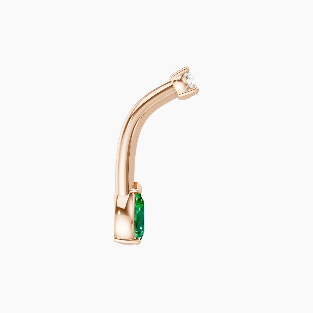 Nut | 18k Rose Gold 5.5 mm 8 mm Pear Emerald & Diamond Belly Piercing