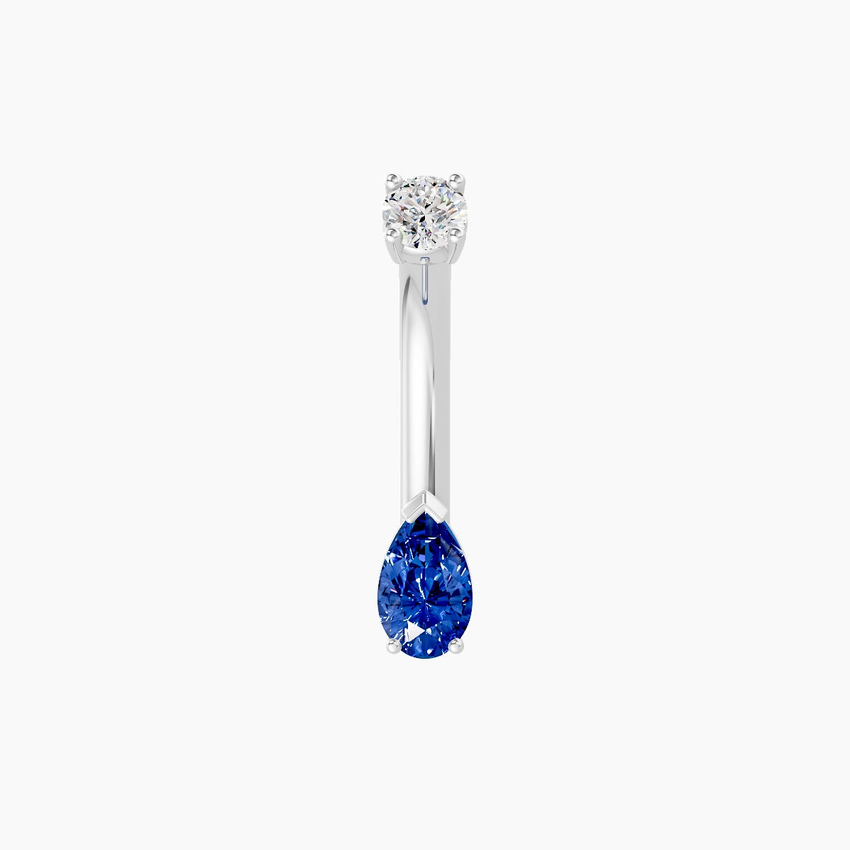 Nut | 18k White Gold 5.5 mm 8 mm Pear Sapphire & Diamond Belly Piercing