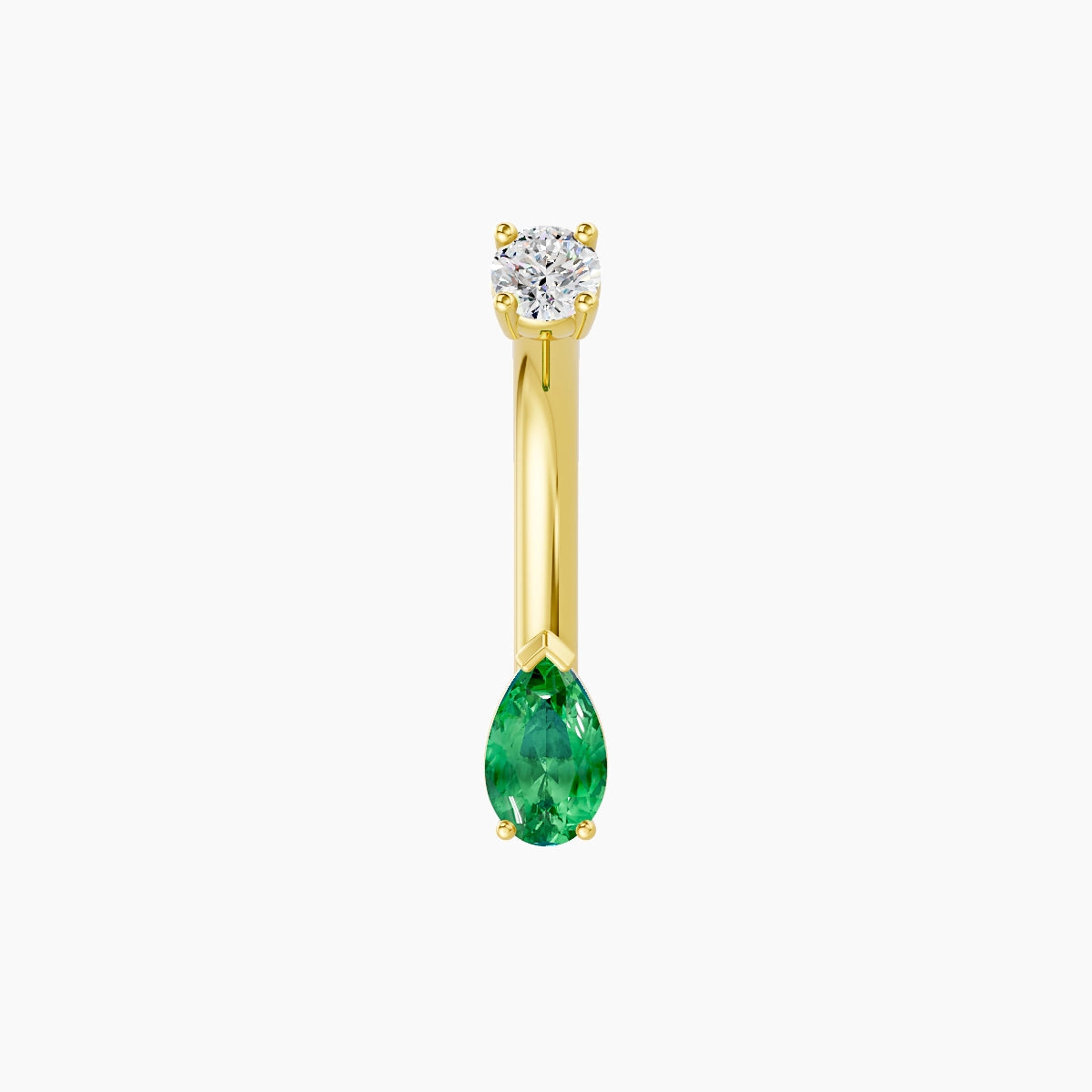 Nut | 18k Yellow Gold 5.5 mm 8 mm Pear Emerald & Diamond Belly Piercing