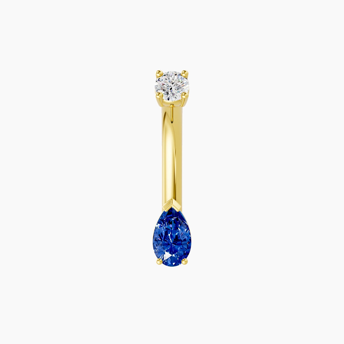 Nut | 18k Yellow Gold 5.5 mm 8 mm Pear Sapphire & Diamond Belly Piercing