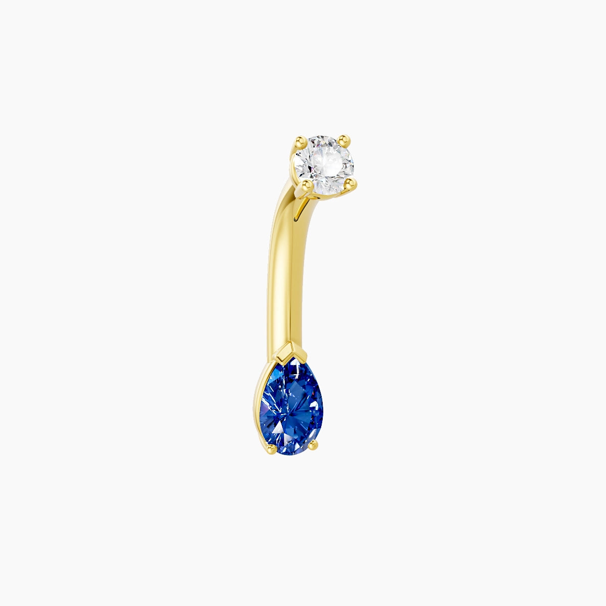 Nut | 18k Yellow Gold 5.5 mm 8 mm Pear Sapphire & Diamond Belly Piercing