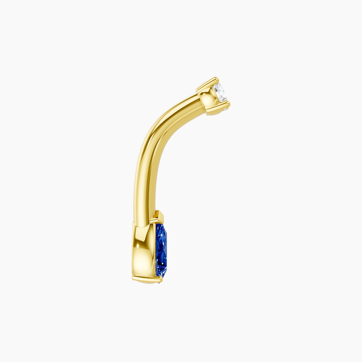 Nut | 18k Yellow Gold 5.5 mm 8 mm Pear Sapphire & Diamond Belly Piercing