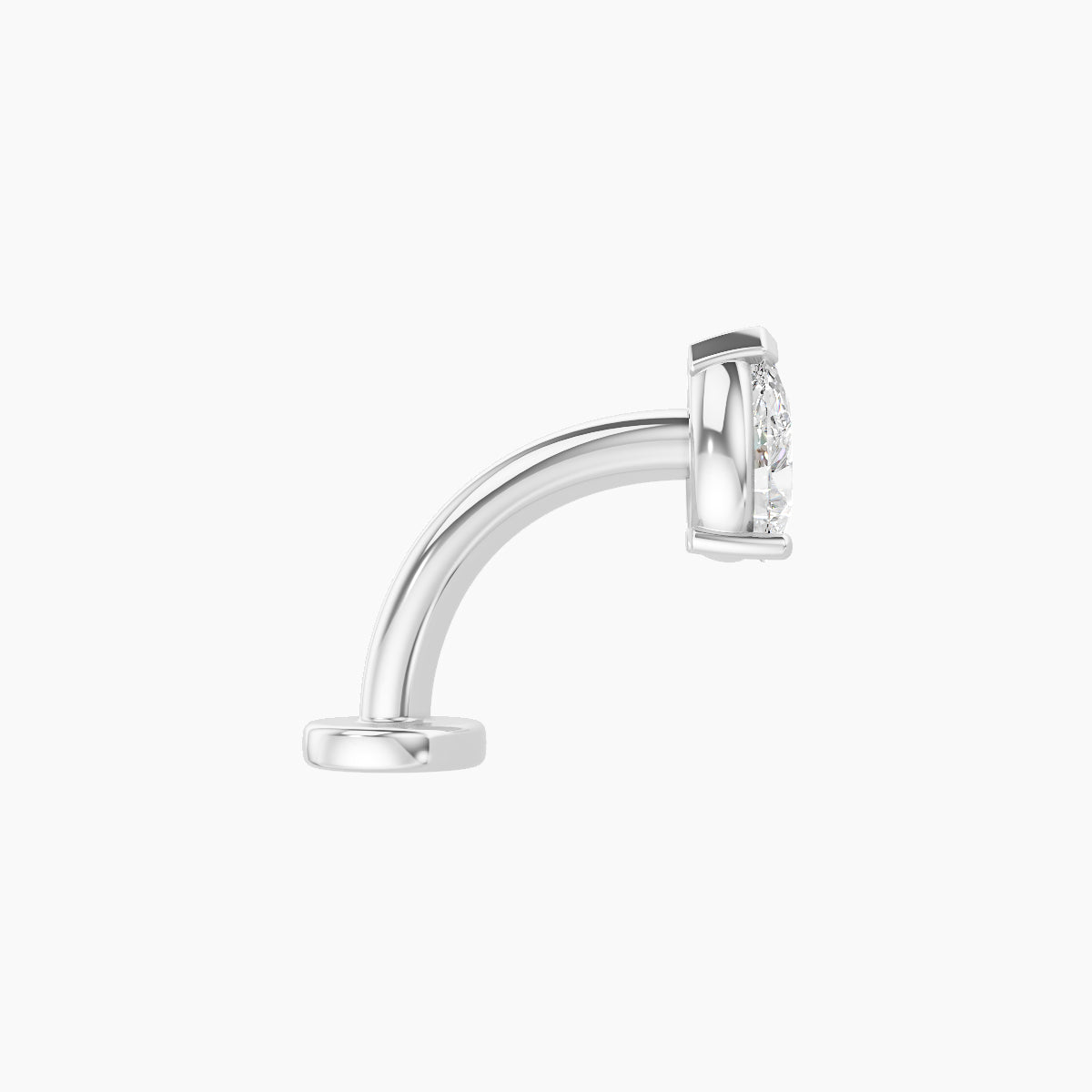 Nut | 18k White Gold 5.5 mm 8 mm Pear Diamond Floating Navel Piercing