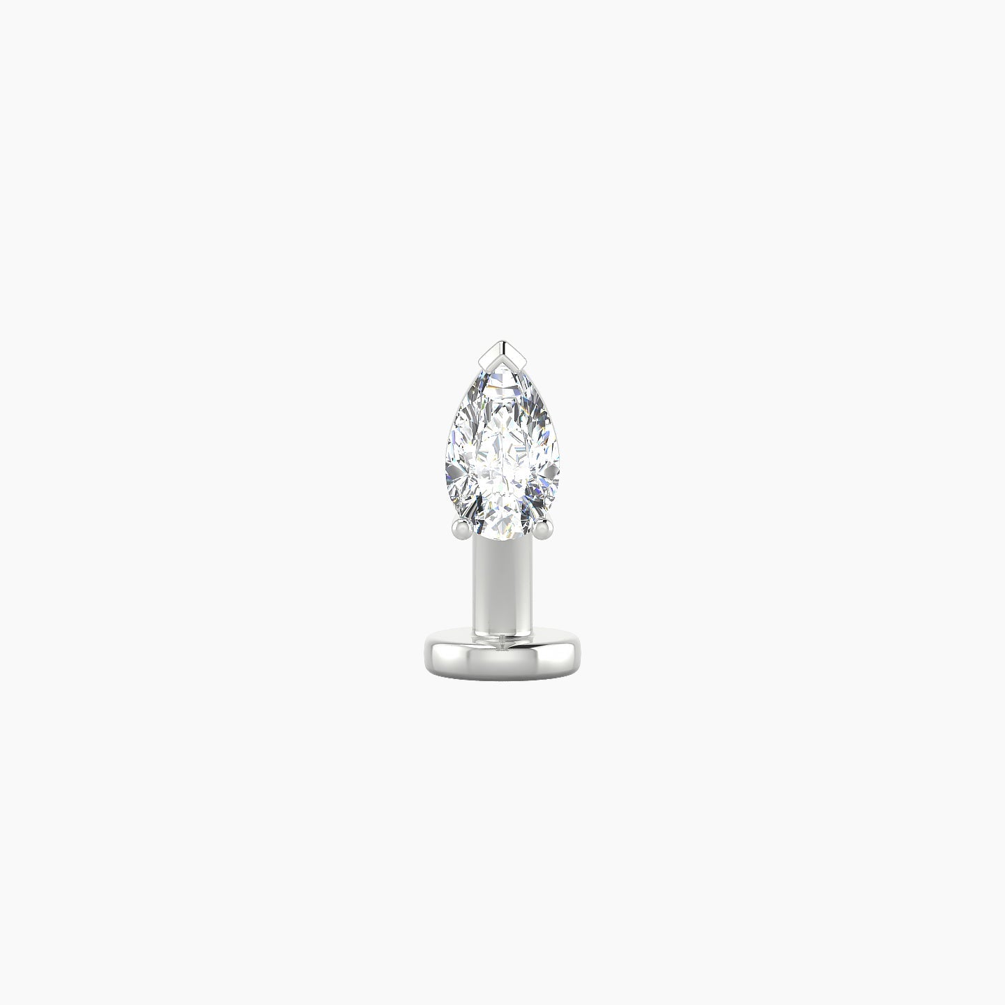 Nut | 18k White Gold 5.5 mm 8 mm Pear Diamond Floating Navel Piercing