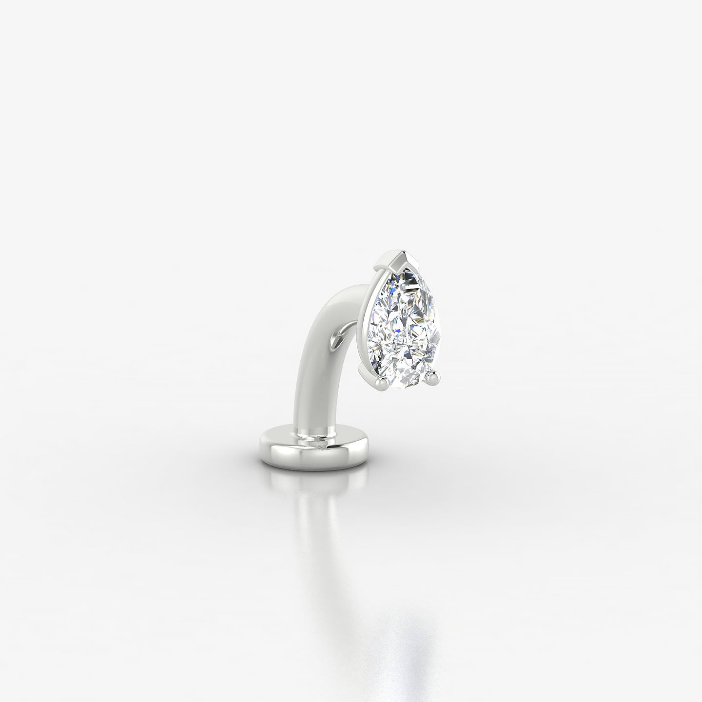 Nut | 18k White Gold 5.5 mm 8 mm Pear Diamond Floating Navel Piercing