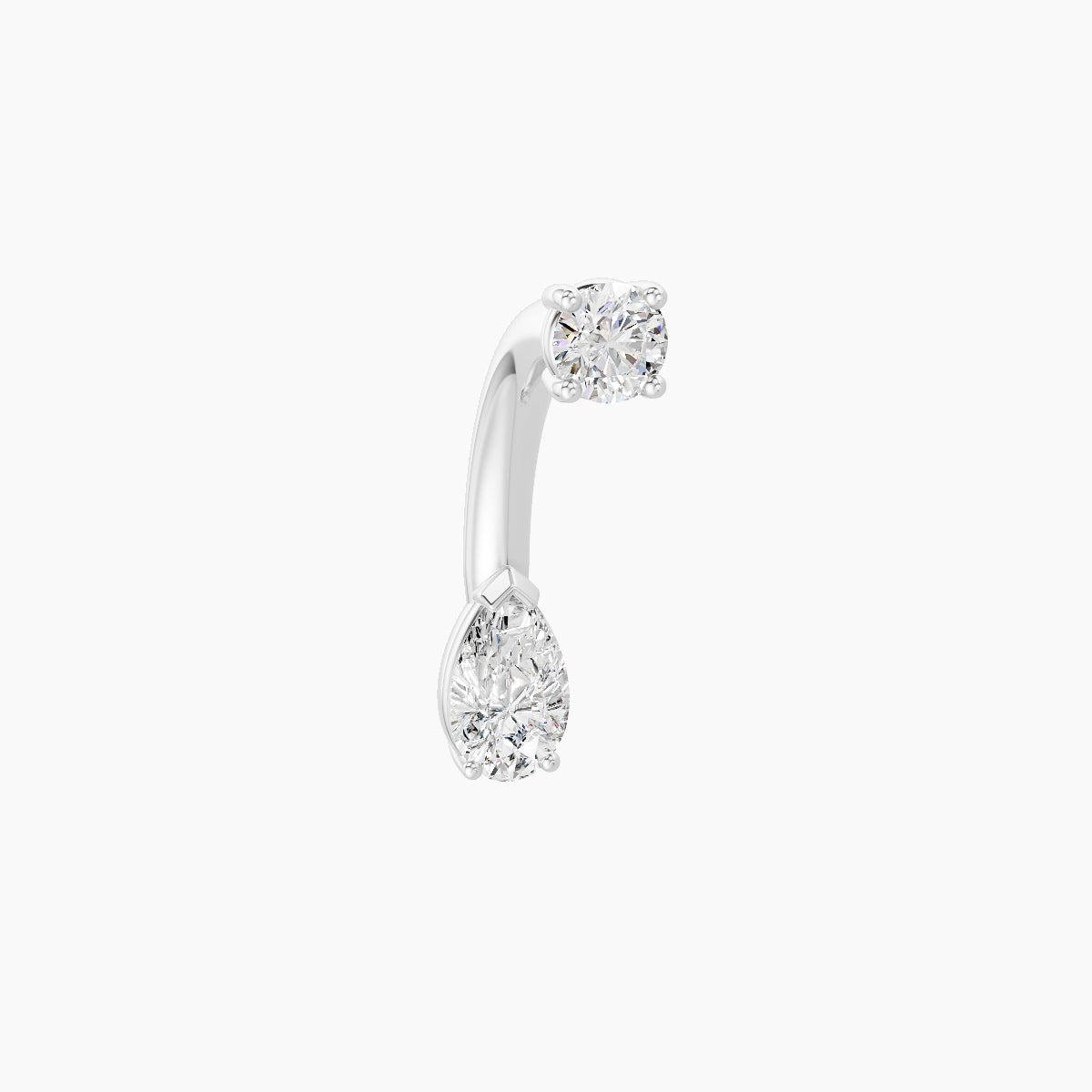 Nut | 18k White Gold 5.5 mm 8 mm Pear Diamond Navel Piercing