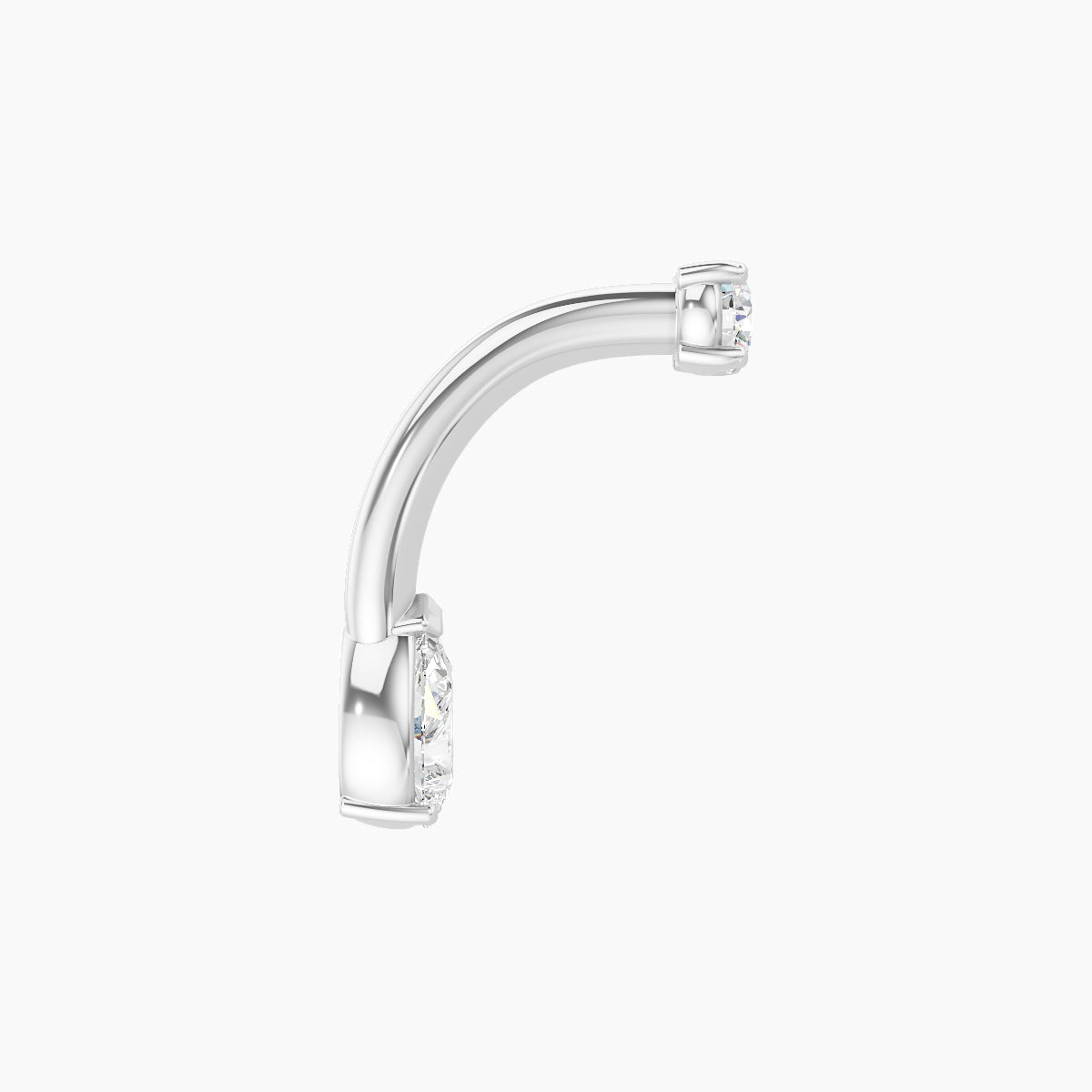 Nut | 18k White Gold 5.5 mm 8 mm Pear Diamond Navel Piercing