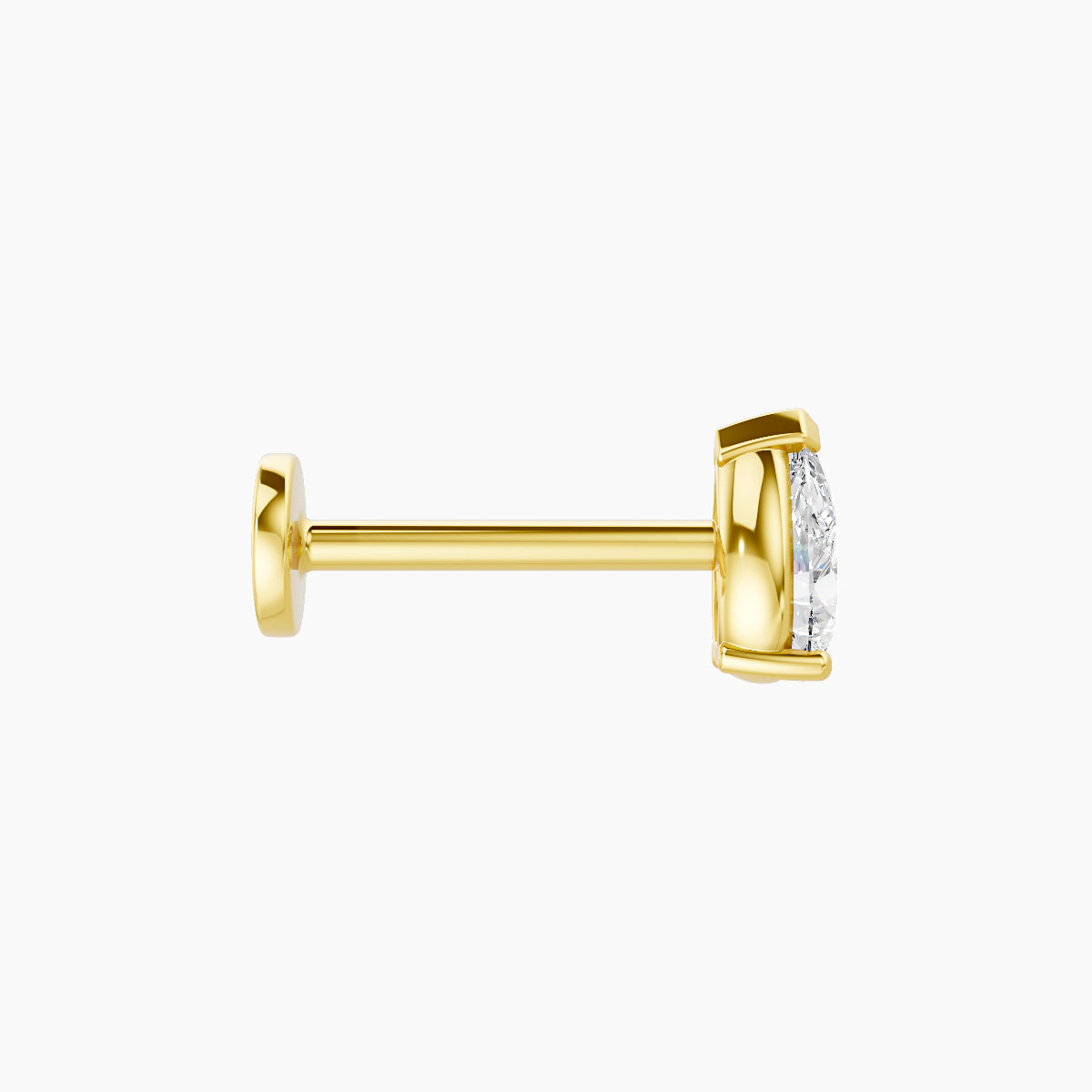 Nut | 18k Yellow Gold 5.5 mm 8 mm Pear Diamond Nose Piercing