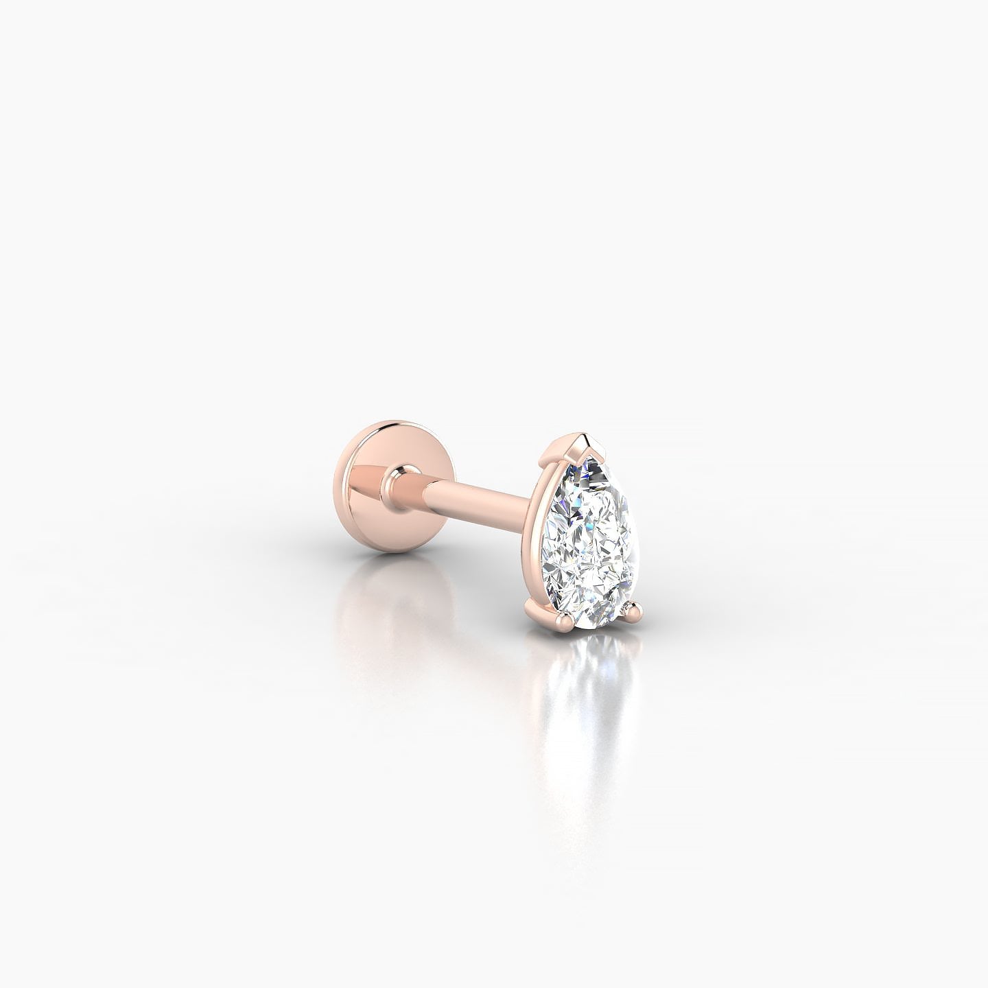 Nut | 18k Rose Gold 5.5 mm 8 mm Pear Diamond Nostril Piercing