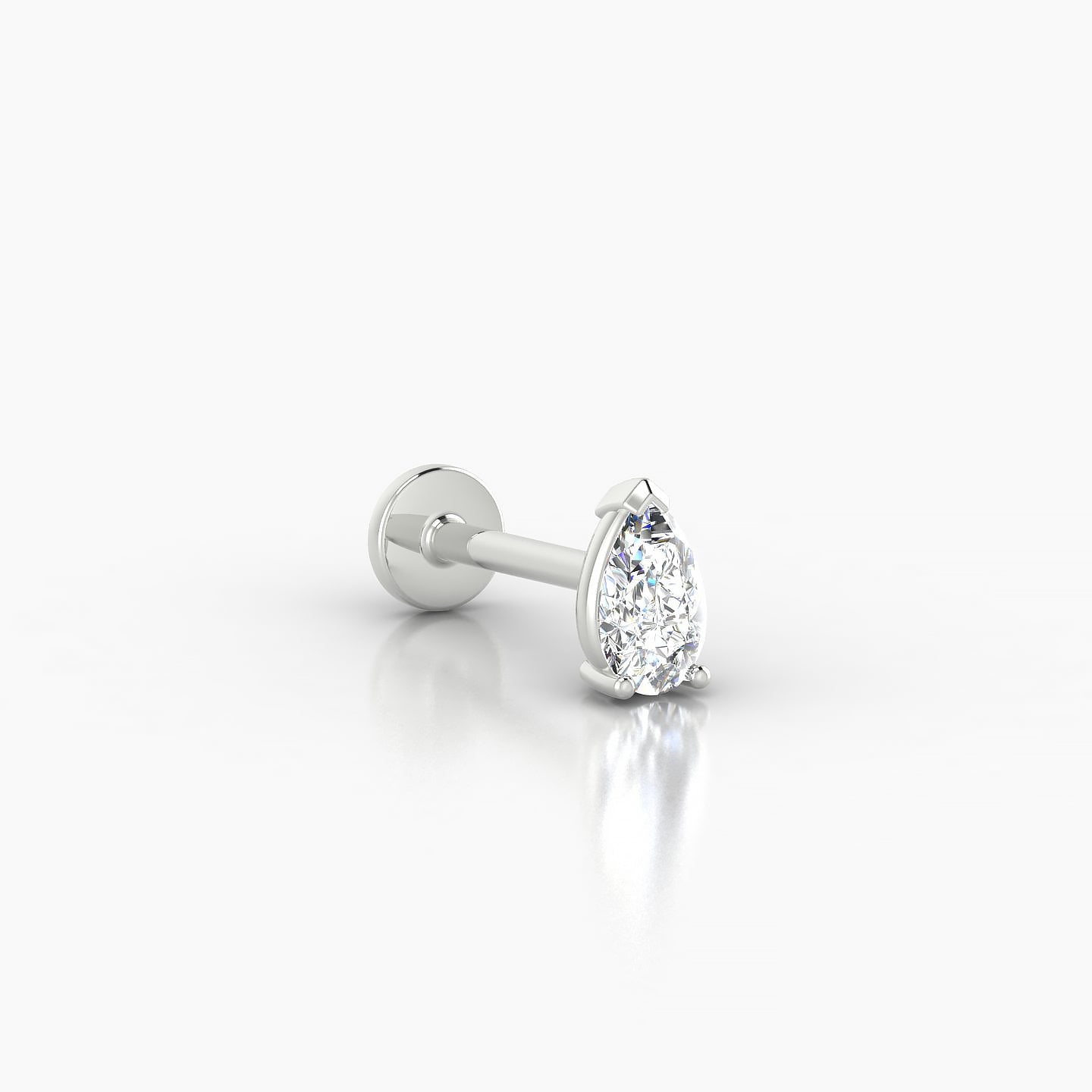 Nut | 18k White Gold 5.5 mm 8 mm Pear Diamond Nostril Piercing