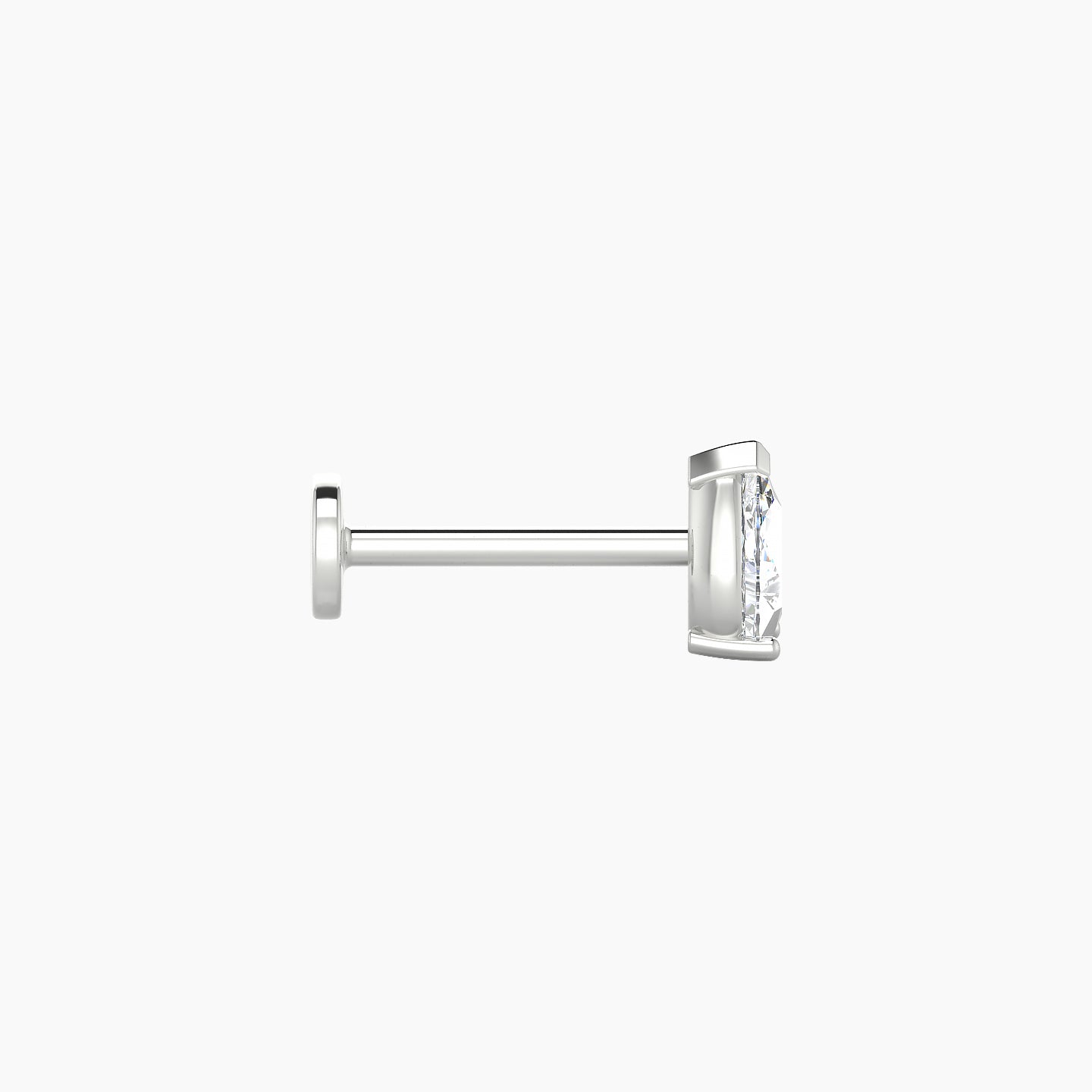 Nut | 18k White Gold 5.5 mm 8 mm Pear Diamond Nostril Piercing