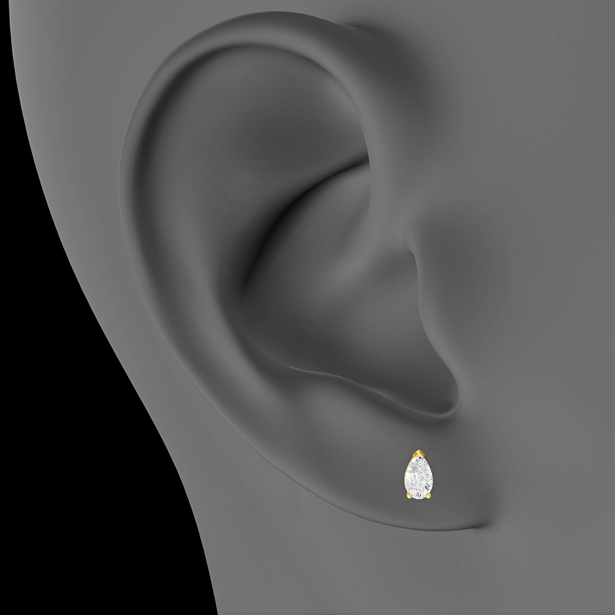 Nut | 18k Yellow Gold 5.5 mm 8 mm Pear Diamond Piercing