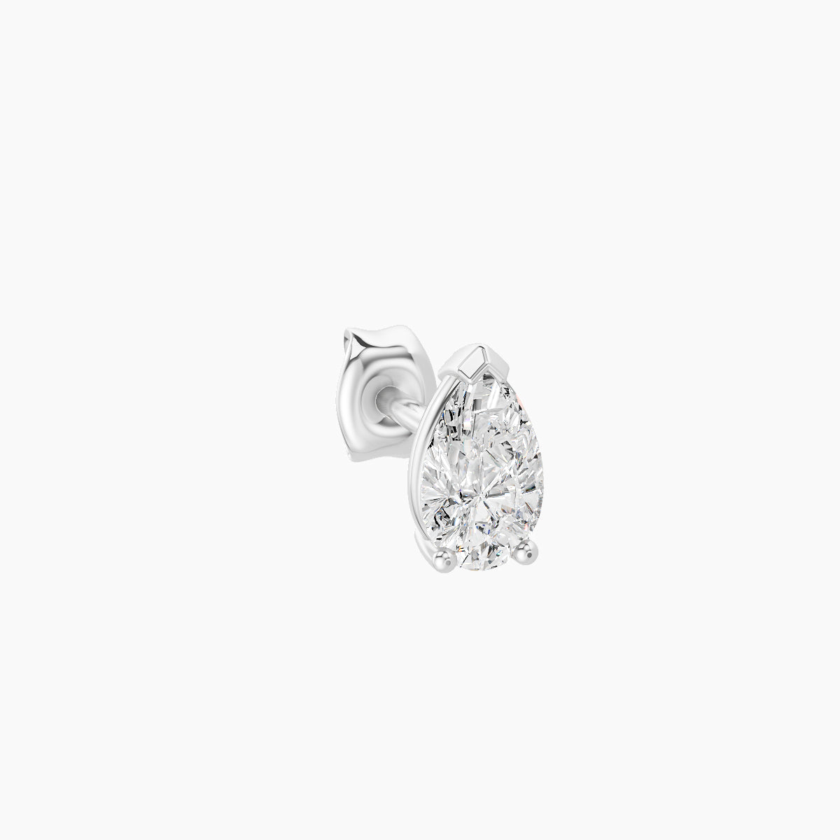 Nut | 18k White Gold 5.5 mm Pear Diamond Earring