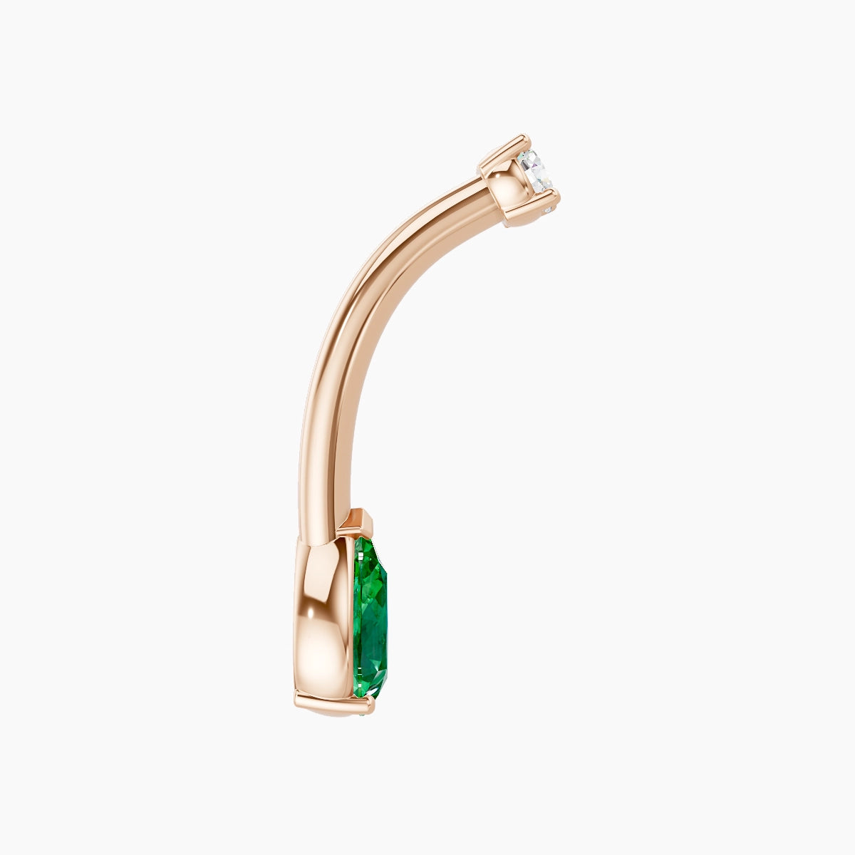 Nut | 18k Rose Gold 6.5 mm 10 mm Pear Emerald & Diamond Belly Piercing