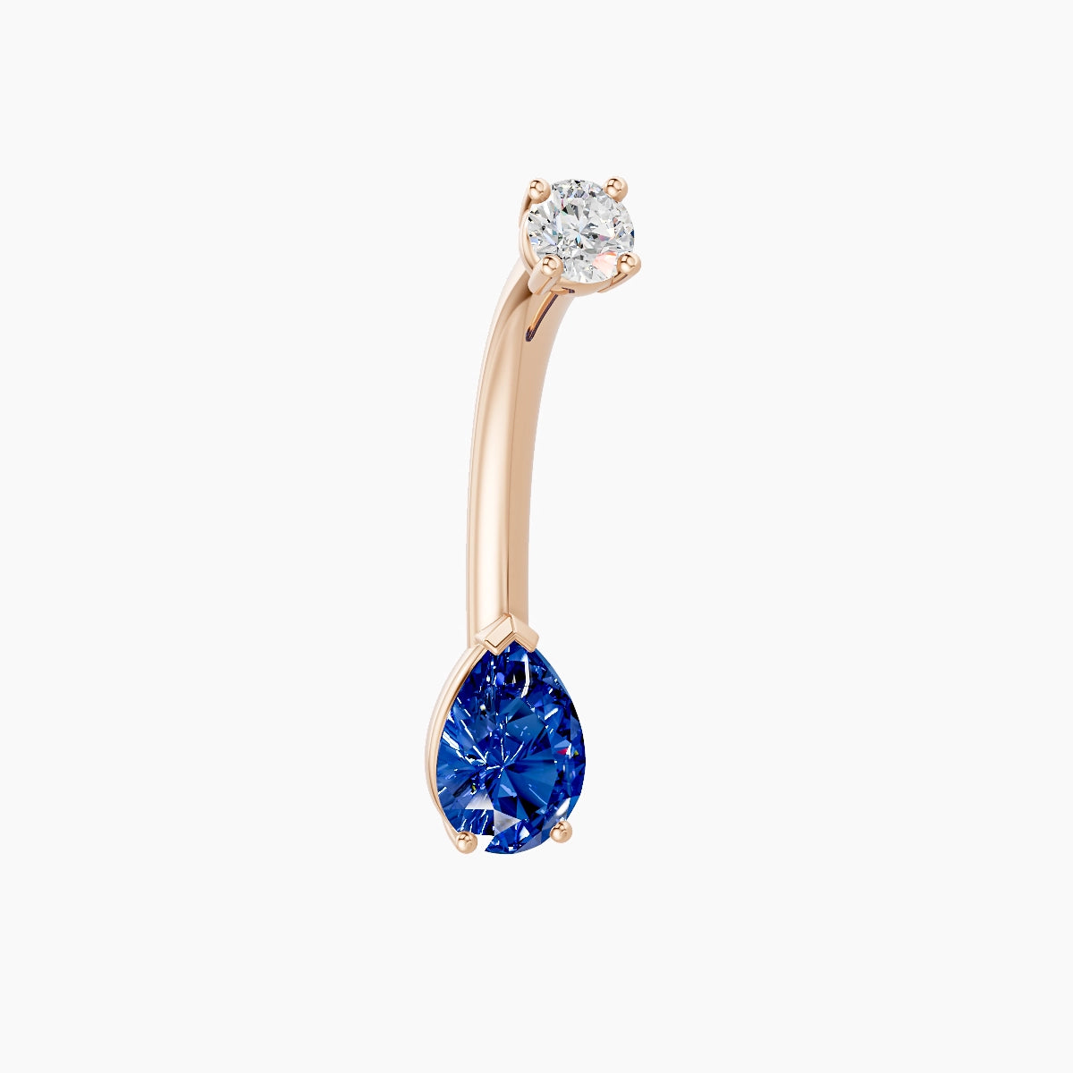 Nut | 18k Rose Gold 6.5 mm 10 mm Pear Sapphire & Diamond Belly Piercing