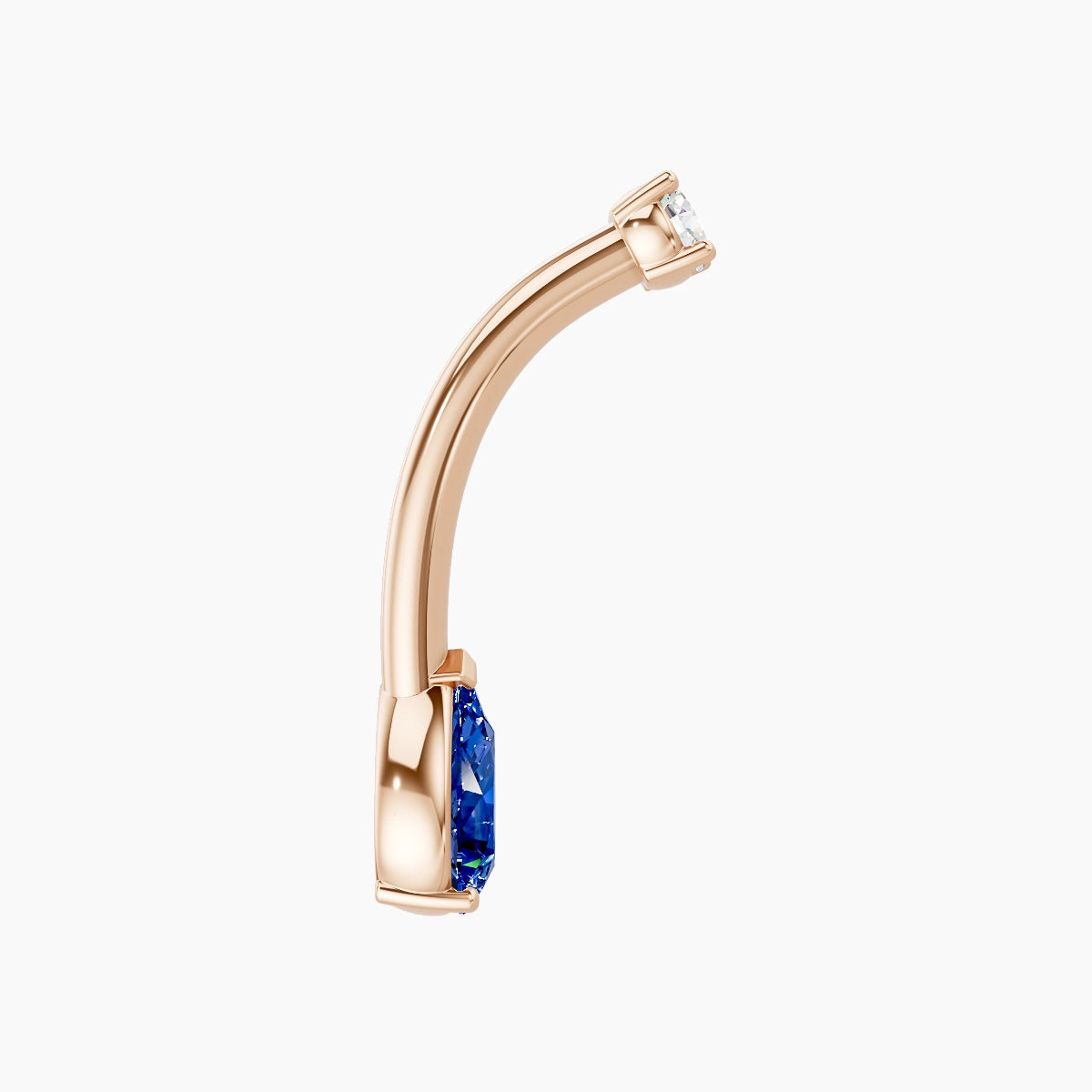 Nut | 18k Rose Gold 6.5 mm 10 mm Pear Sapphire & Diamond Belly Piercing