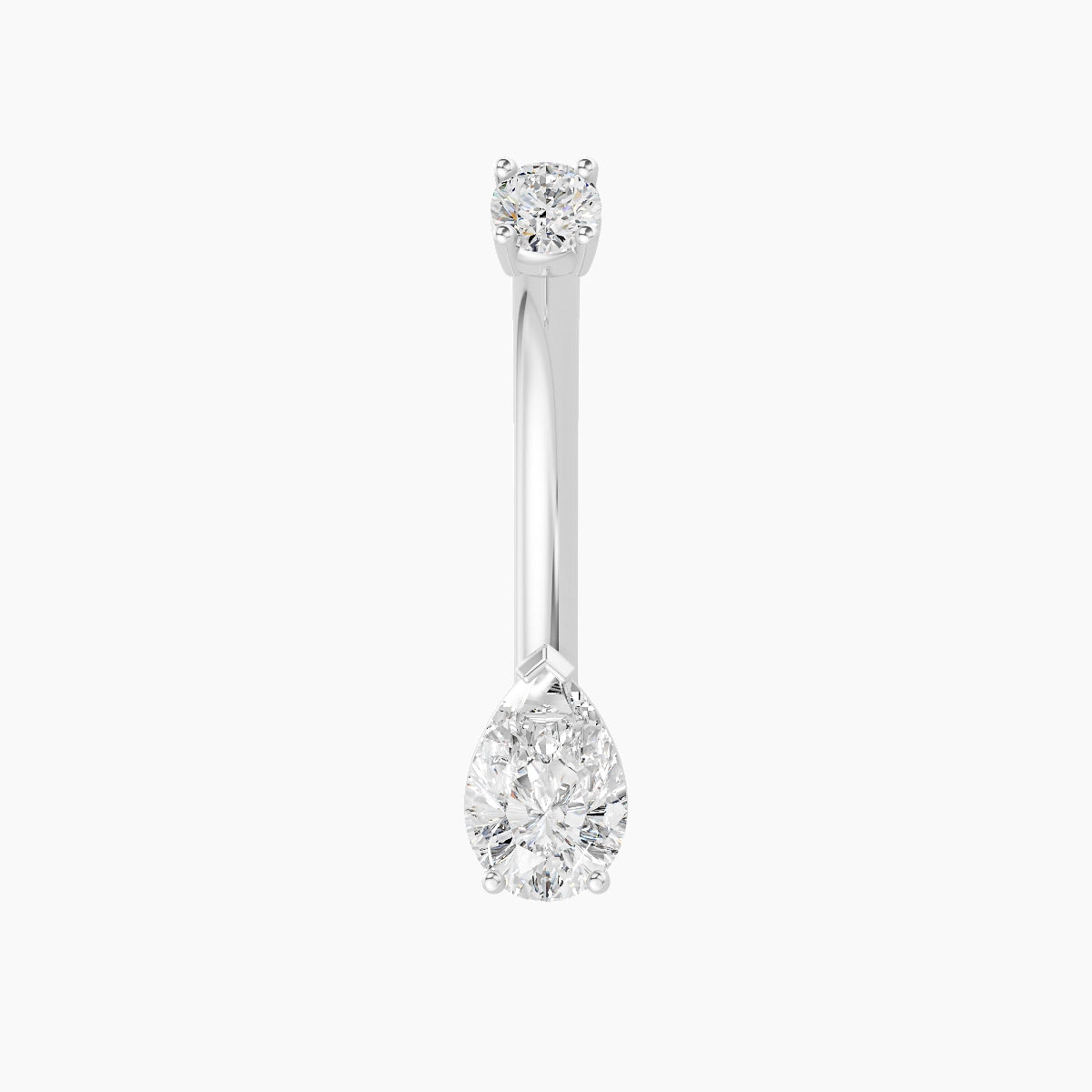 Nut | 18k White Gold 6.5 mm 10 mm Pear Diamond Belly Piercing