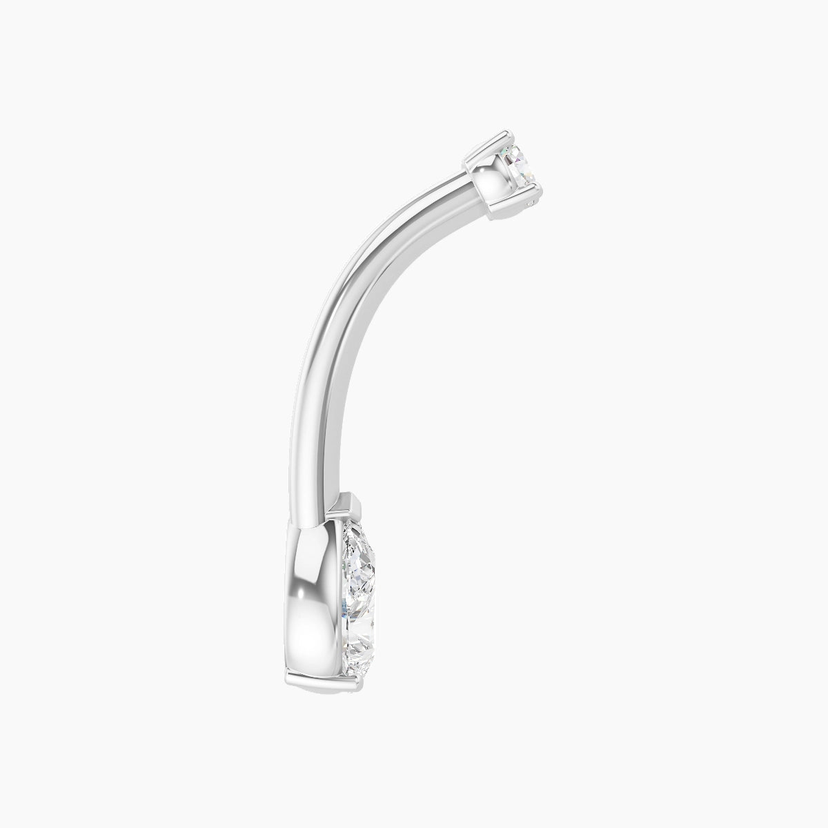 Nut | 18k White Gold 6.5 mm 10 mm Pear Diamond Belly Piercing
