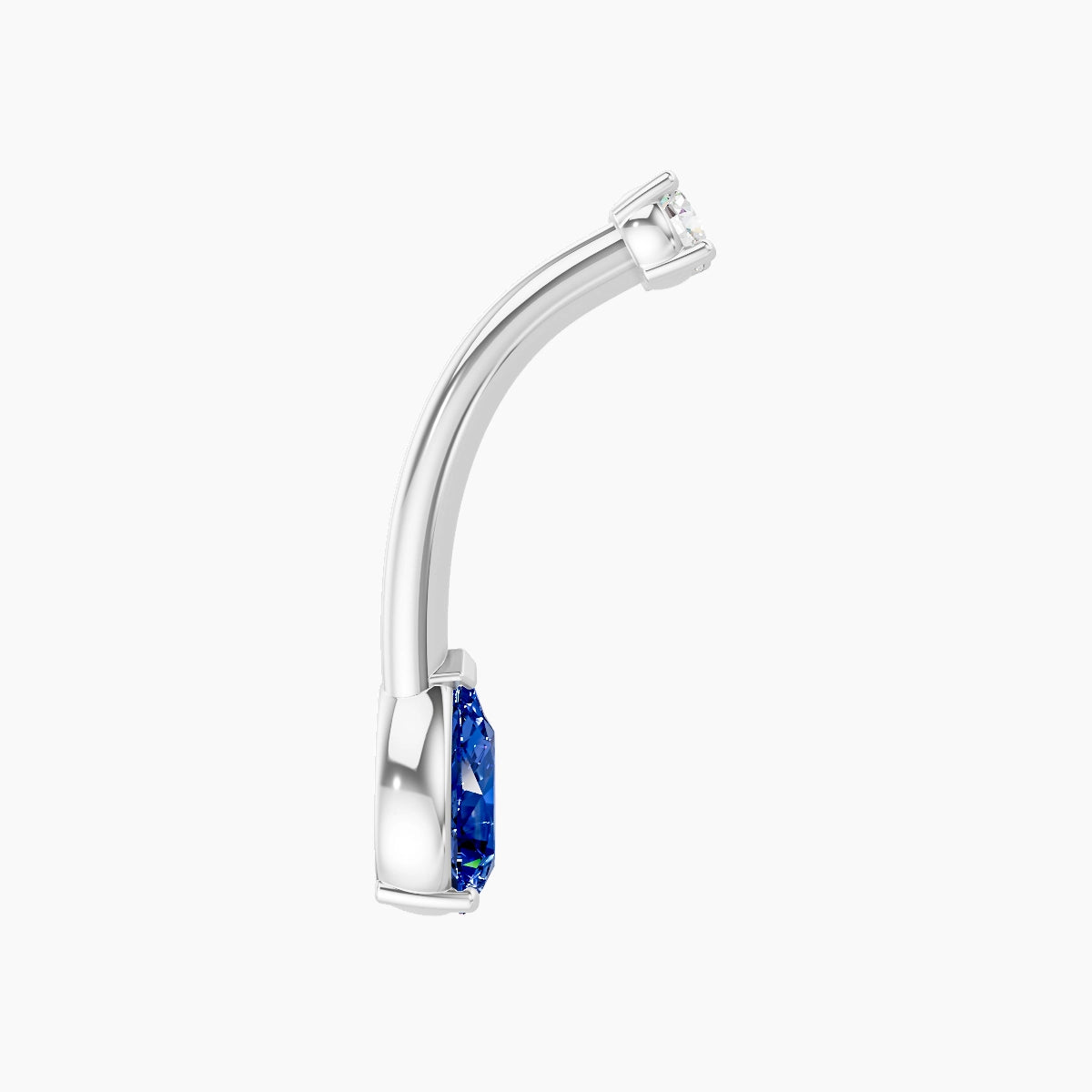 Nut | 18k White Gold 6.5 mm 10 mm Pear Sapphire & Diamond Belly Piercing