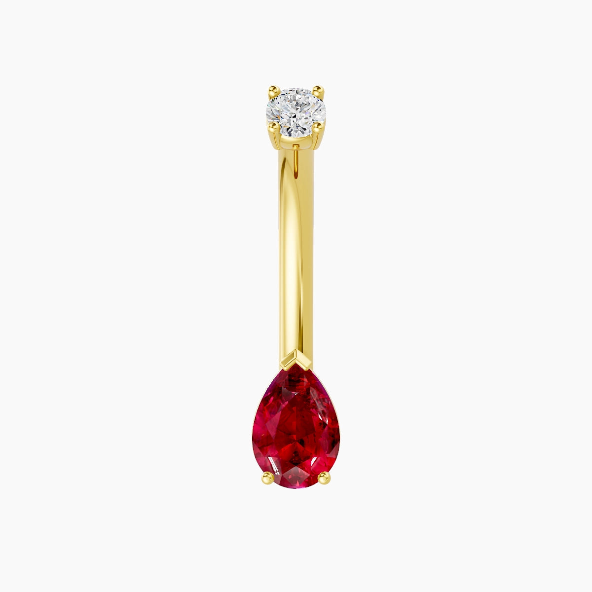 Nut | 18k Yellow Gold 6.5 mm 10 mm Pear Ruby & Diamond Belly Piercing