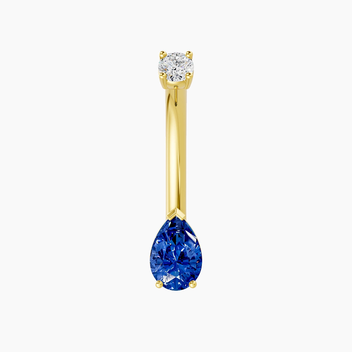Nut | 18k Yellow Gold 6.5 mm 10 mm Pear Sapphire & Diamond Belly Piercing