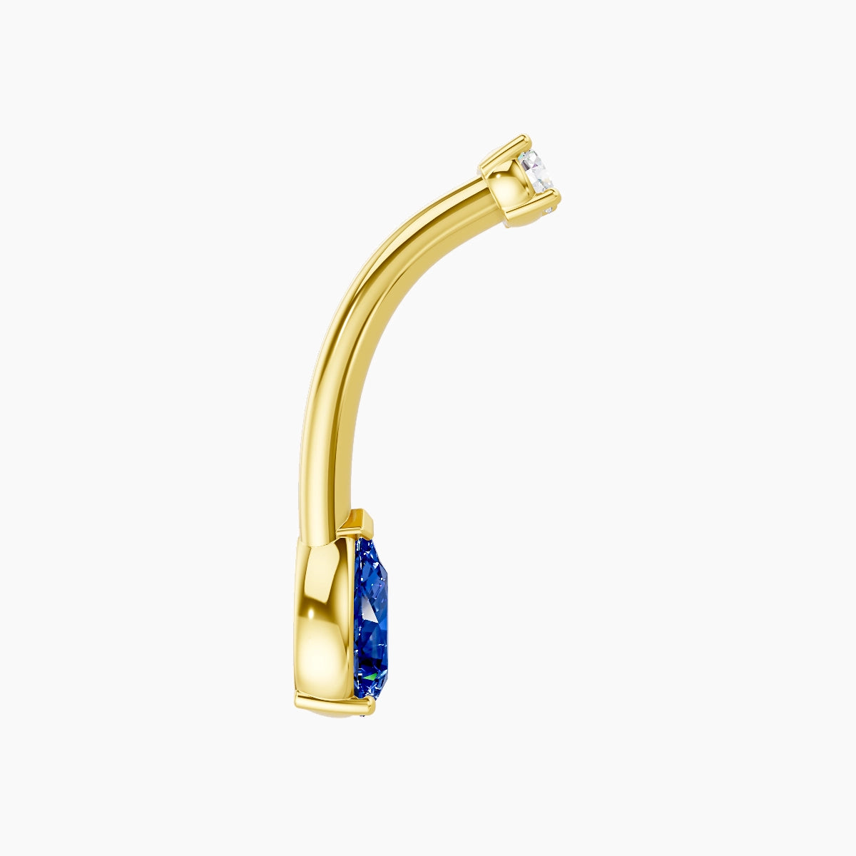 Nut | 18k Yellow Gold 6.5 mm 10 mm Pear Sapphire & Diamond Belly Piercing