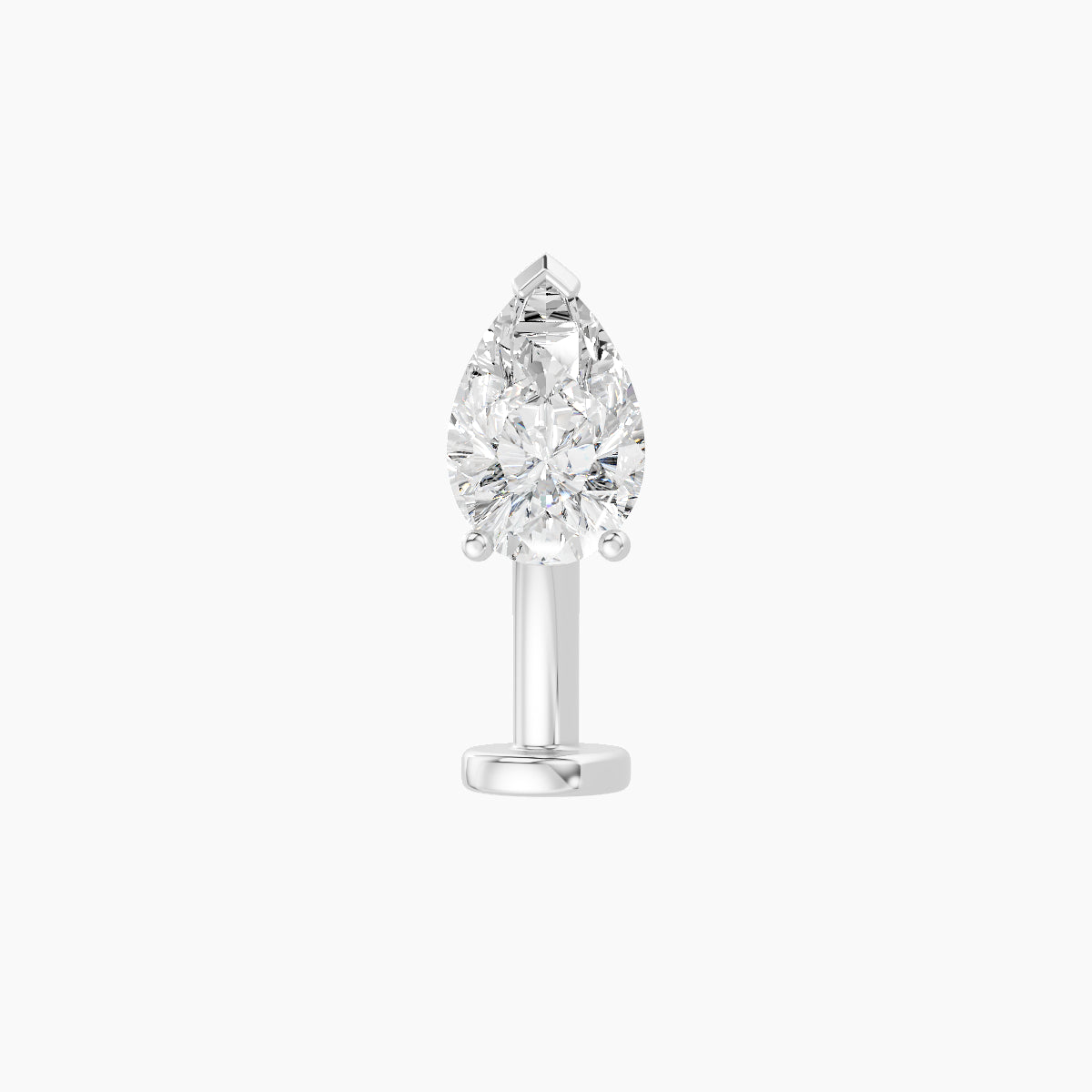 Nut | 18k White Gold 6.5 mm 10 mm Pear Diamond Floating Navel Piercing