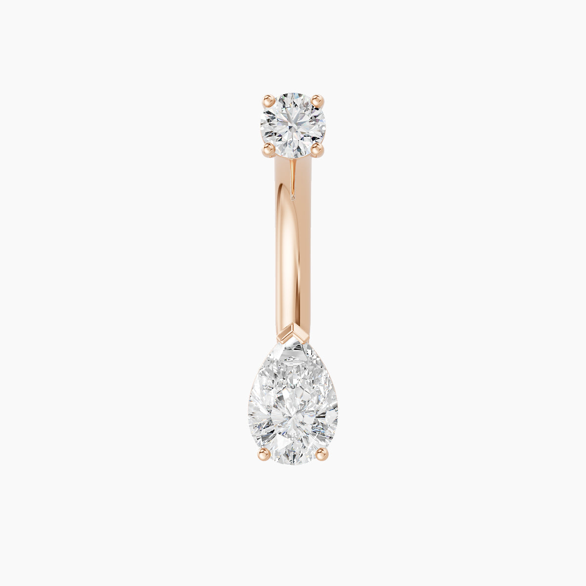Nut | 18k Rose Gold 6.5 mm 10 mm Pear Diamond Navel Piercing