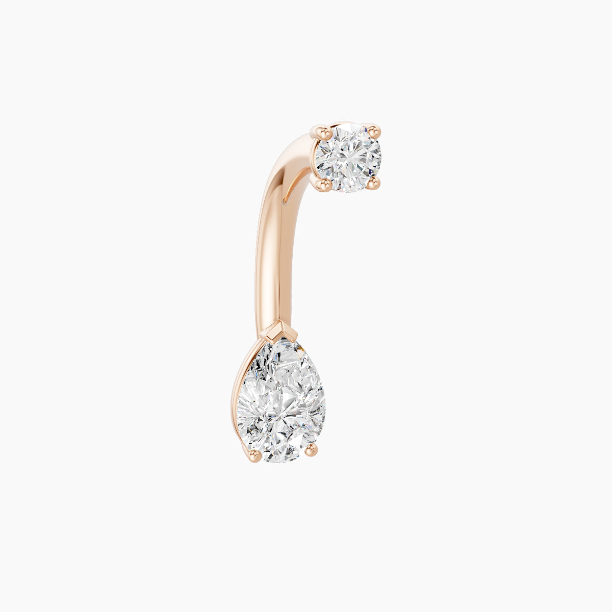 Nut | 18k Rose Gold 6.5 mm 10 mm Pear Diamond Navel Piercing
