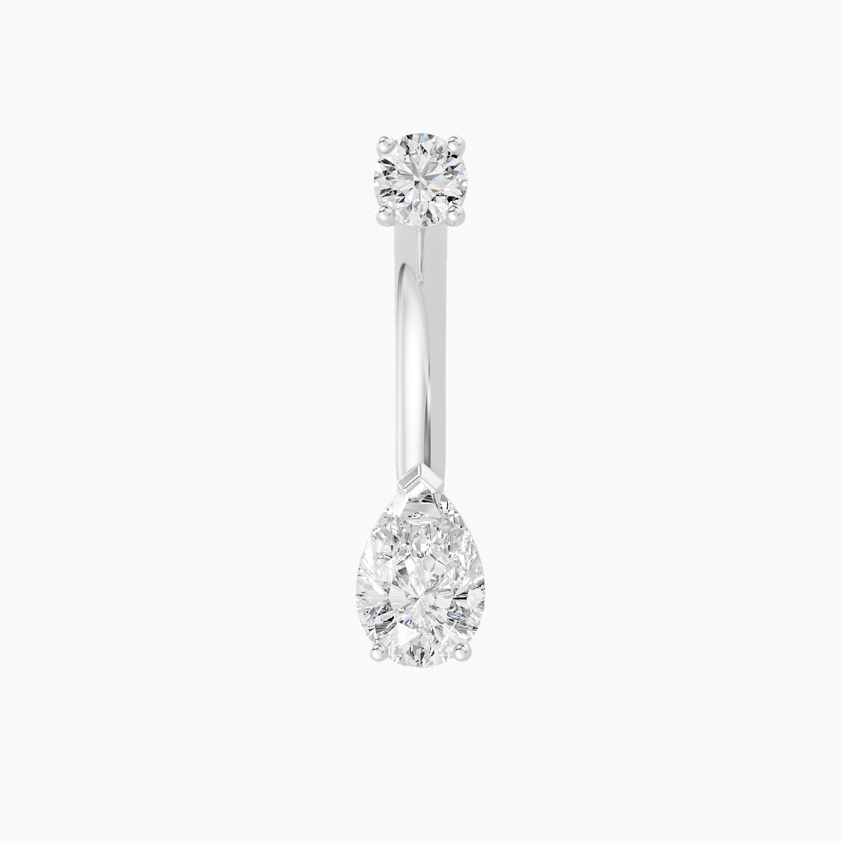 Nut | 18k White Gold 6.5 mm 10 mm Pear Diamond Navel Piercing