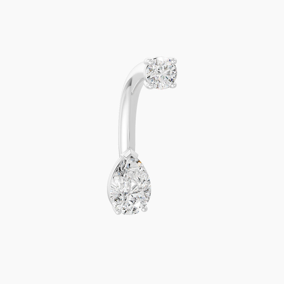 Nut | 18k White Gold 6.5 mm 10 mm Pear Diamond Navel Piercing