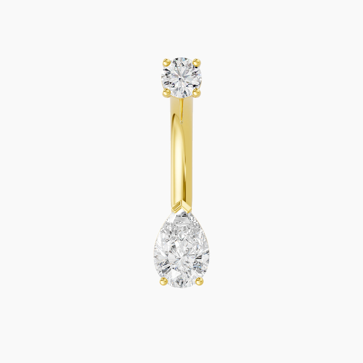 Nut | 18k Yellow Gold 6.5 mm 10 mm Pear Diamond Navel Piercing