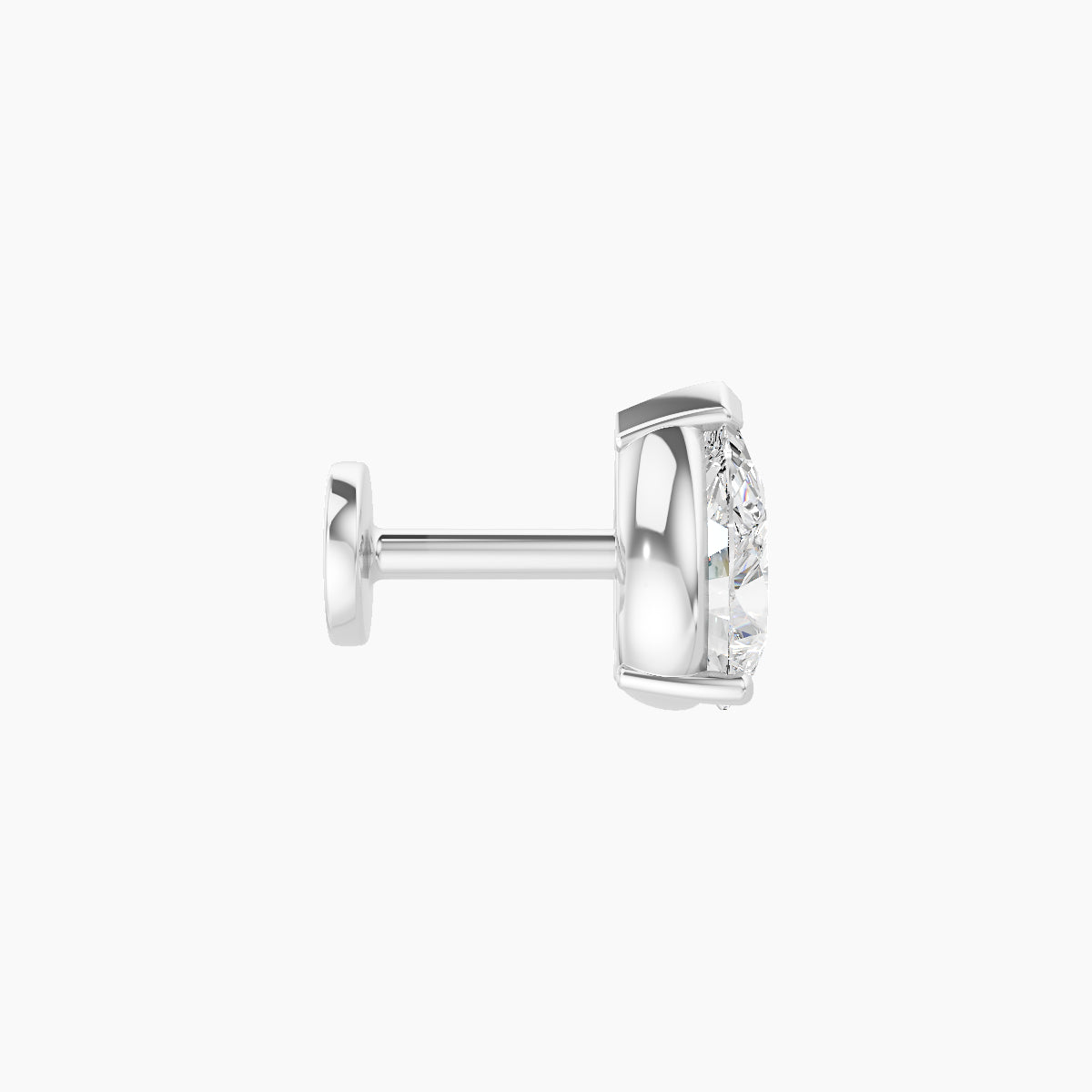 Nut | 18k White Gold 6.5 mm 5 mm Pear Diamond Piercing