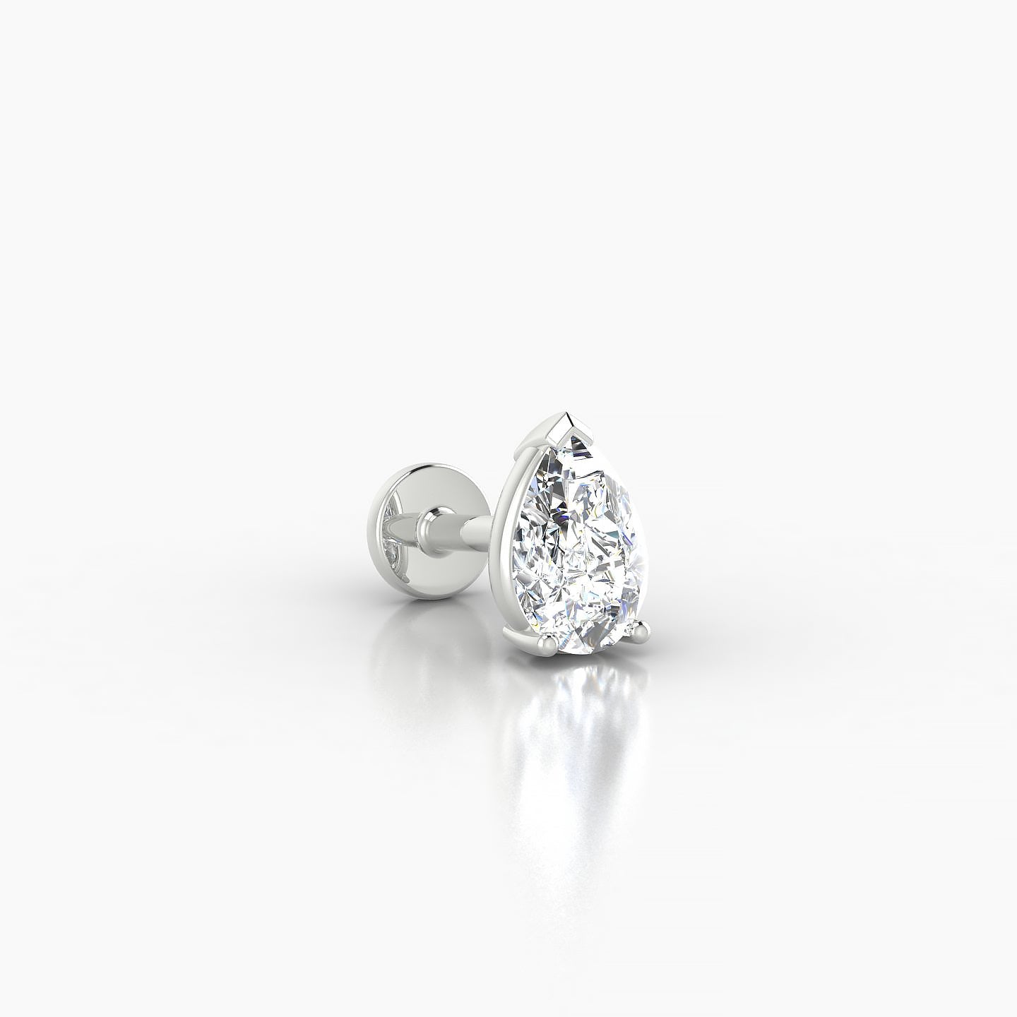 Nut | 18k White Gold 6 mm 5 mm Pear Diamond Piercing