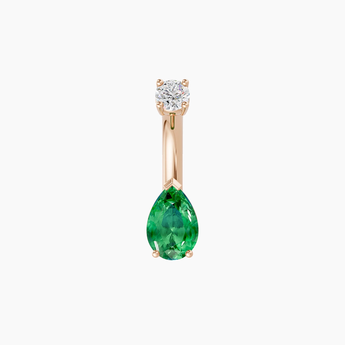 Nut | 18k Rose Gold 6.5 mm 6 mm Pear Emerald & Diamond Belly Piercing
