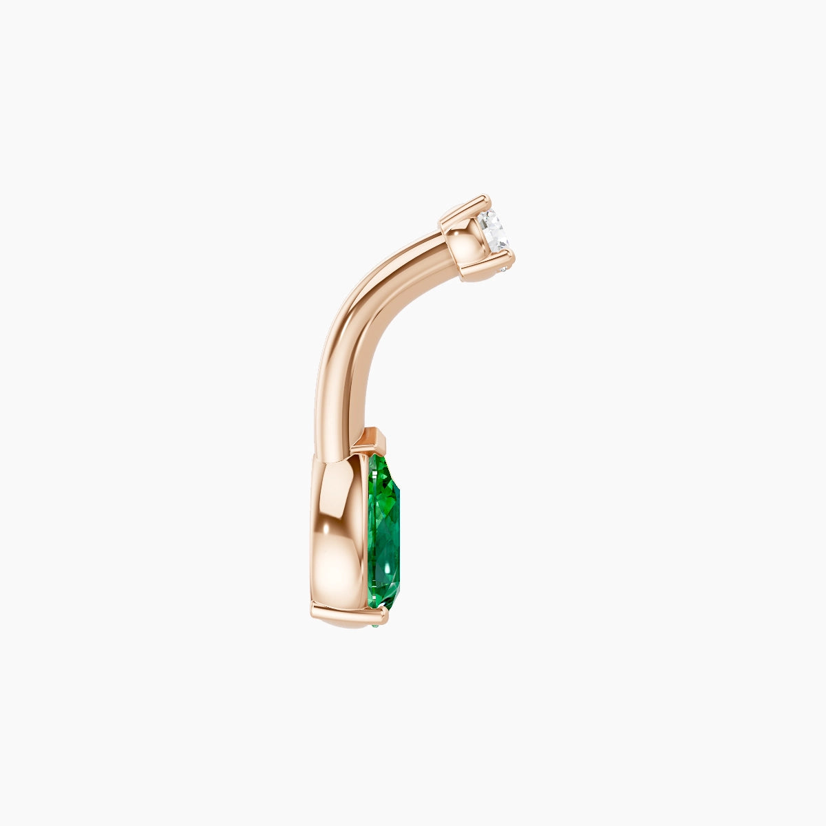 Nut | 18k Rose Gold 6.5 mm 6 mm Pear Emerald & Diamond Belly Piercing