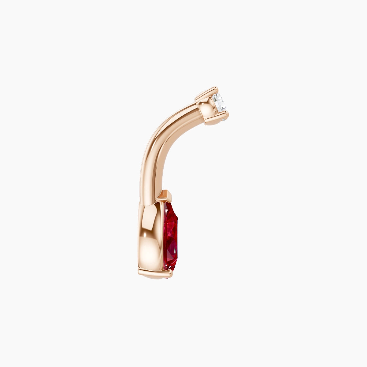 Nut | 18k Rose Gold 6.5 mm 6 mm Pear Ruby & Diamond Belly Piercing