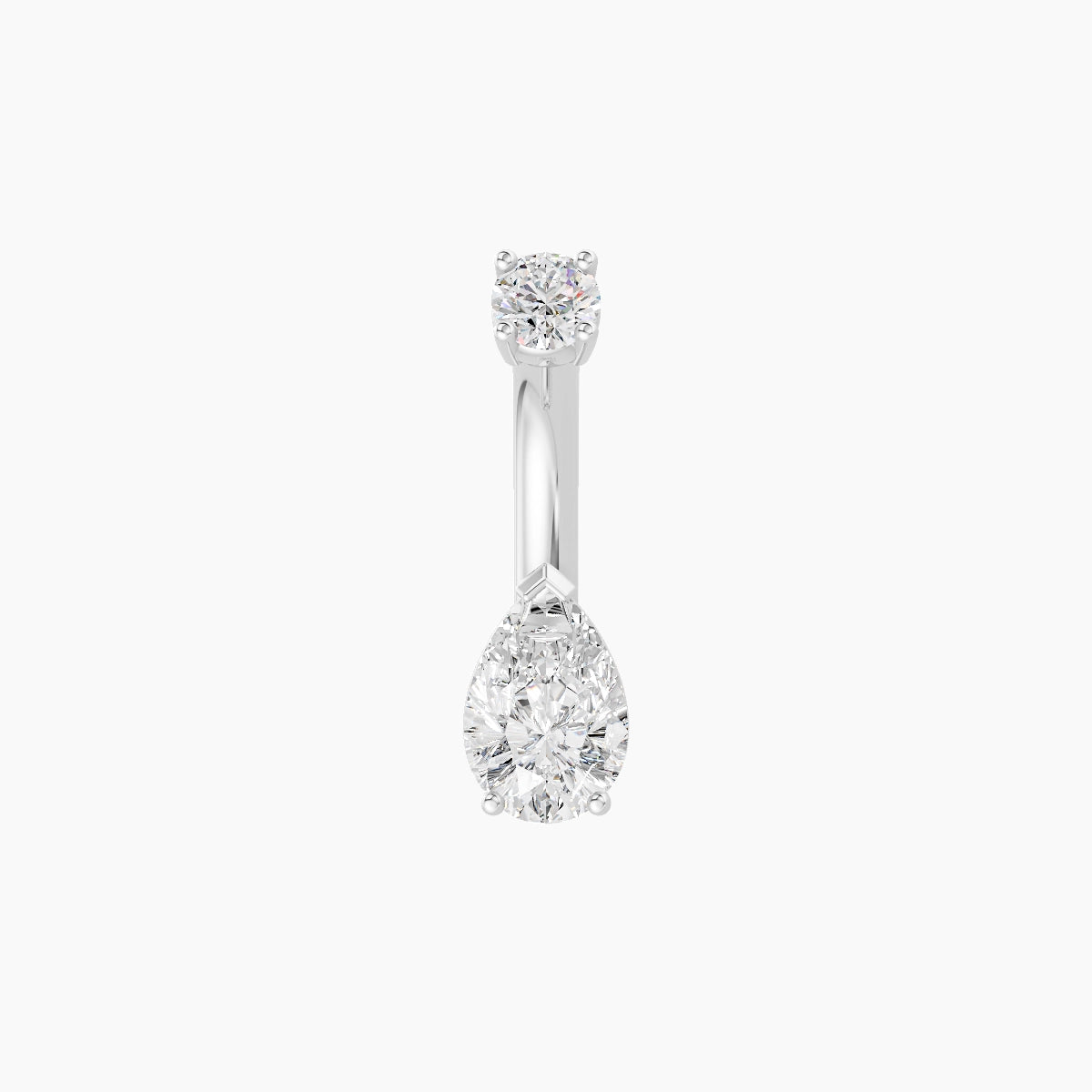 Nut | 18k White Gold 6.5 mm 6 mm Pear Diamond Belly Piercing