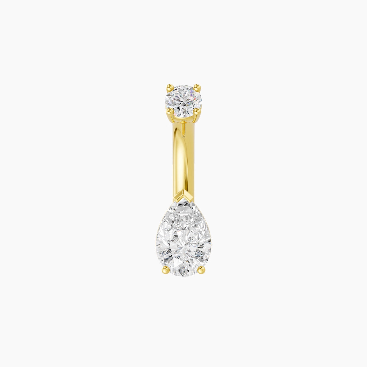 Nut | 18k Yellow Gold 6.5 mm 6 mm Pear Diamond Belly Piercing