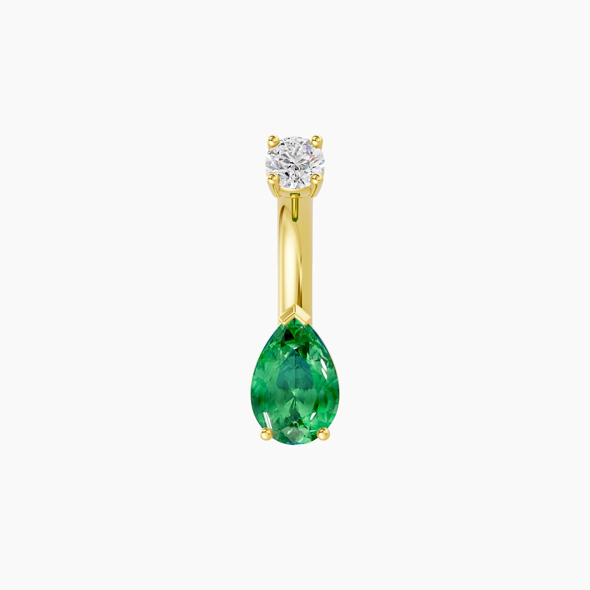 Nut | 18k Yellow Gold 6.5 mm 6 mm Pear Emerald & Diamond Belly Piercing