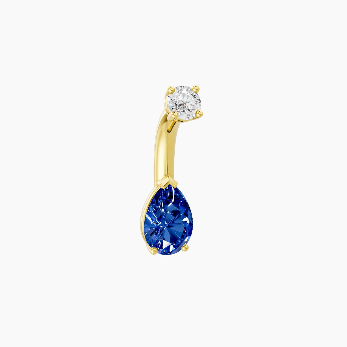 Nut | 18k Yellow Gold 6.5 mm 6 mm Pear Sapphire & Diamond Belly Piercing