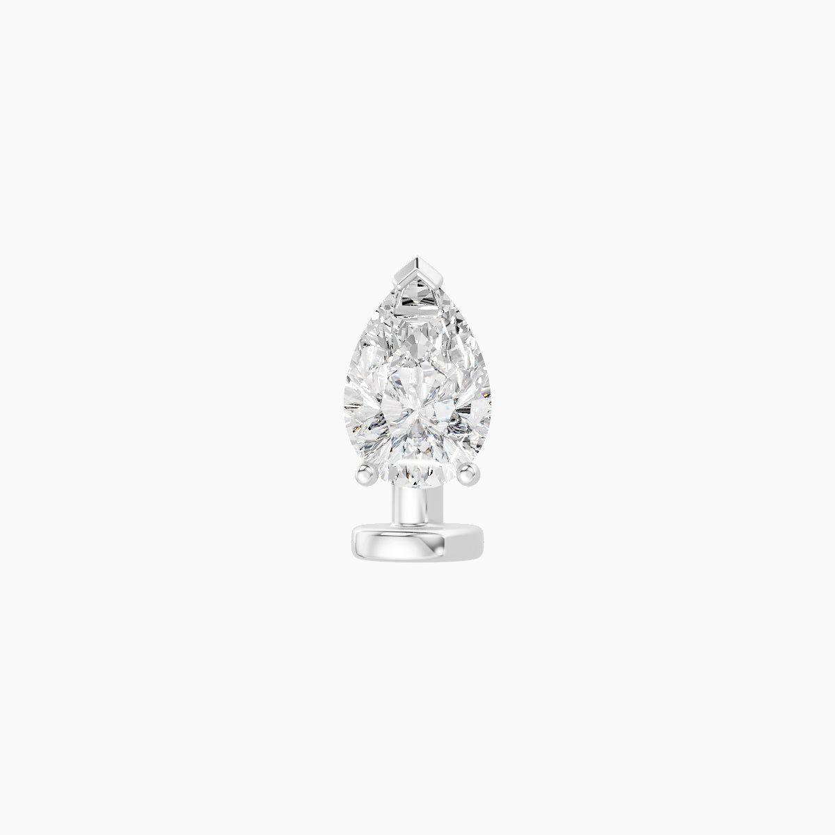 Nut | 18k White Gold 6.5 mm 6 mm Pear Diamond Floating Navel Piercing
