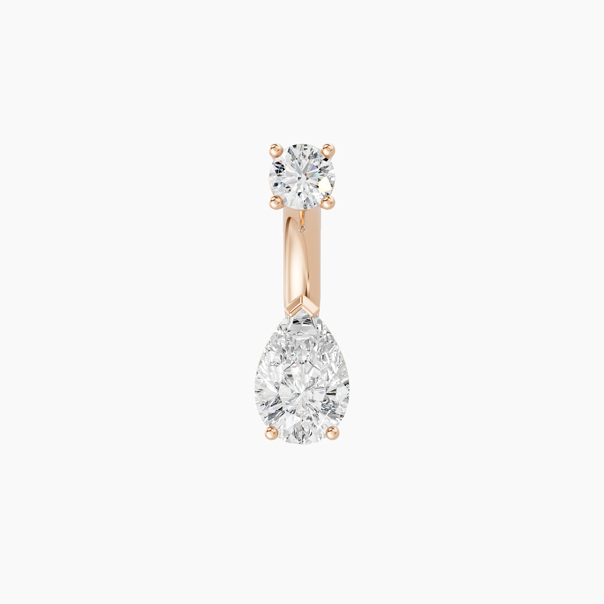 Nut | 18k Rose Gold 6.5 mm 6 mm Pear Diamond Navel Piercing