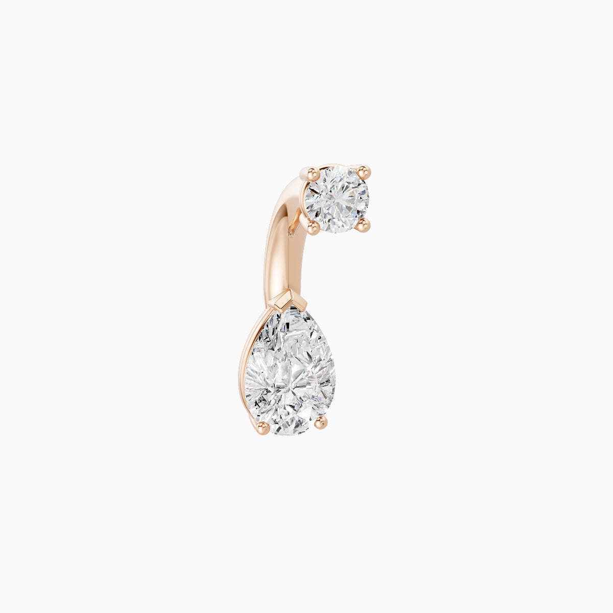Nut | 18k Rose Gold 6.5 mm 6 mm Pear Diamond Navel Piercing