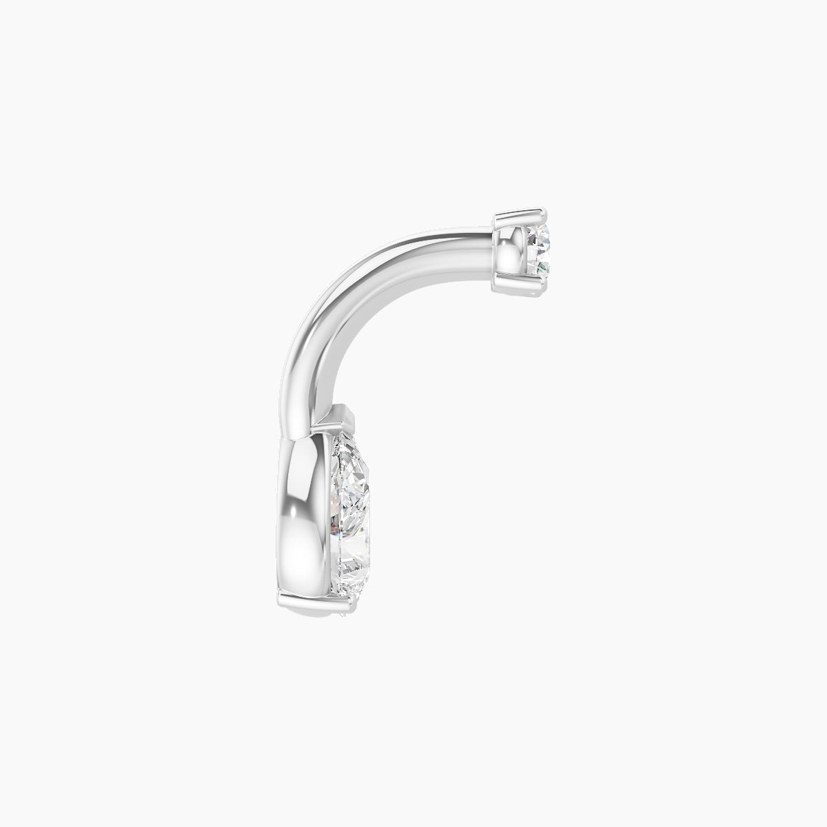 Nut | 18k White Gold 6.5 mm 6 mm Pear Diamond Navel Piercing