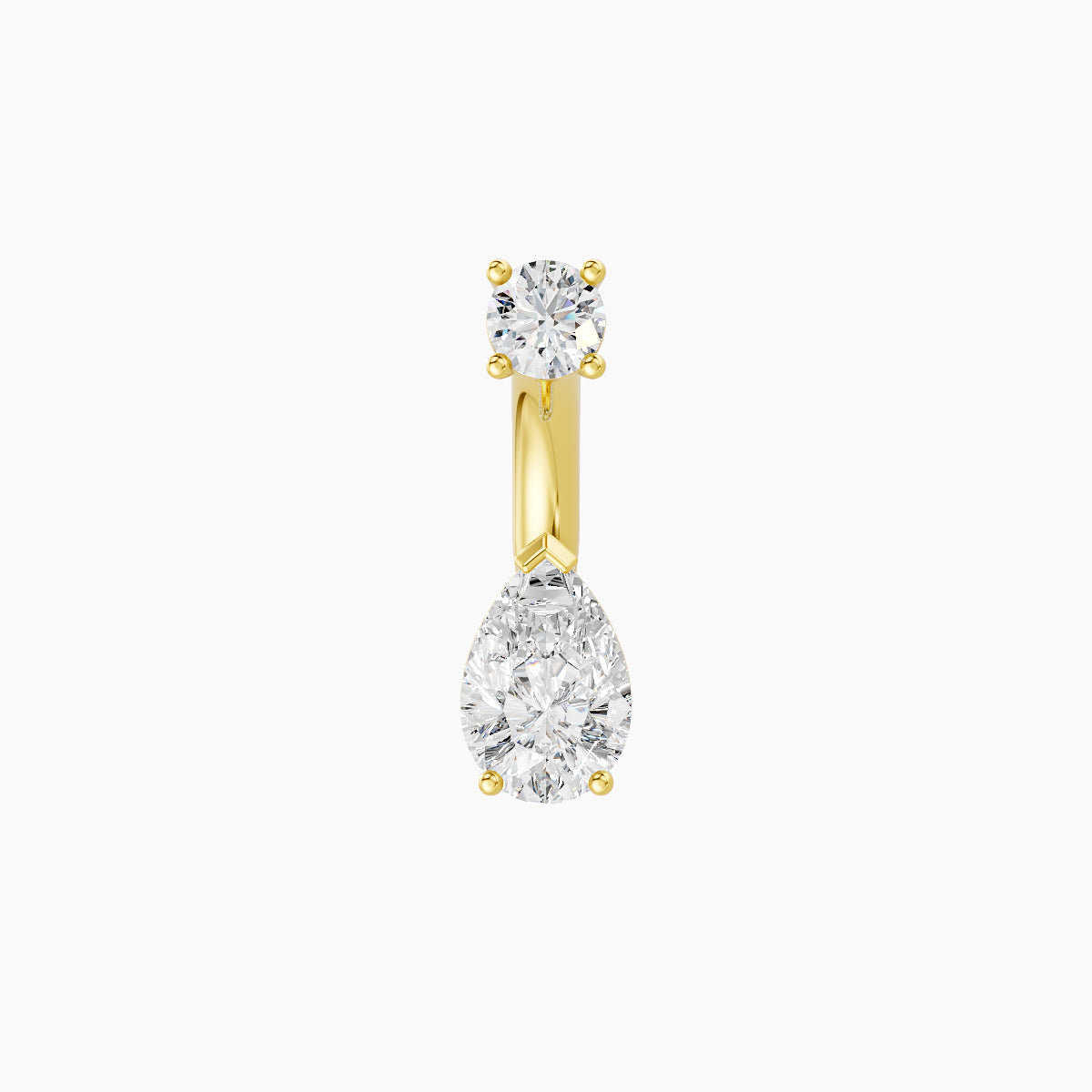 Nut | 18k Yellow Gold 6.5 mm 6 mm Pear Diamond Navel Piercing