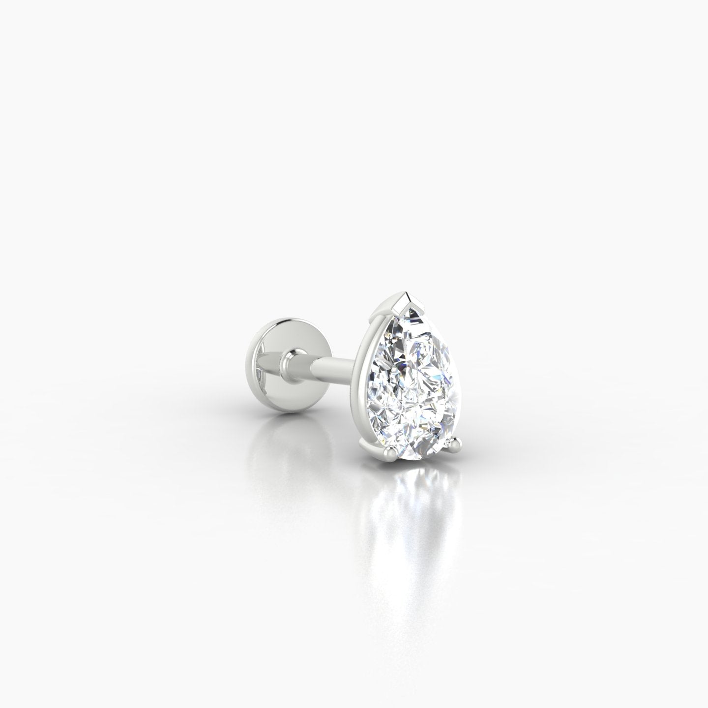 Nut | 18k White Gold 6 mm 6.5 mm Pear Diamond Nostril Piercing