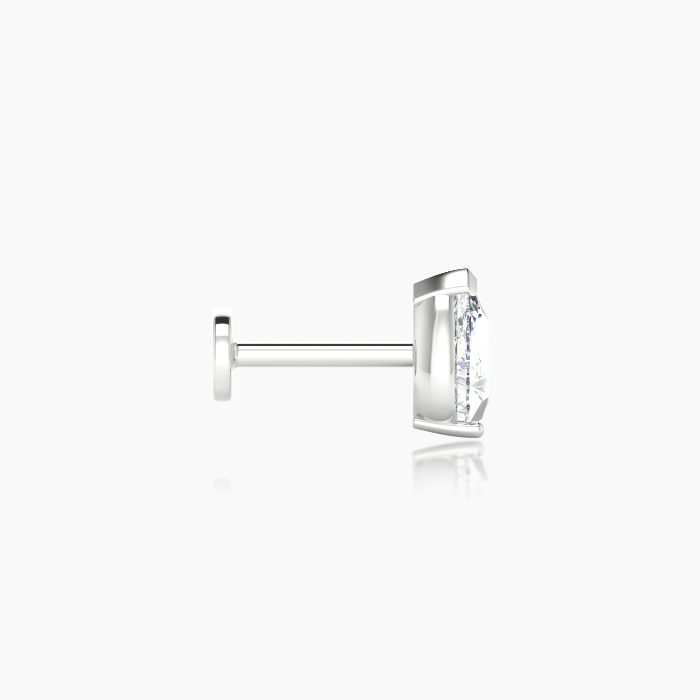 Nut | 18k White Gold 6 mm 6.5 mm Pear Diamond Nostril Piercing