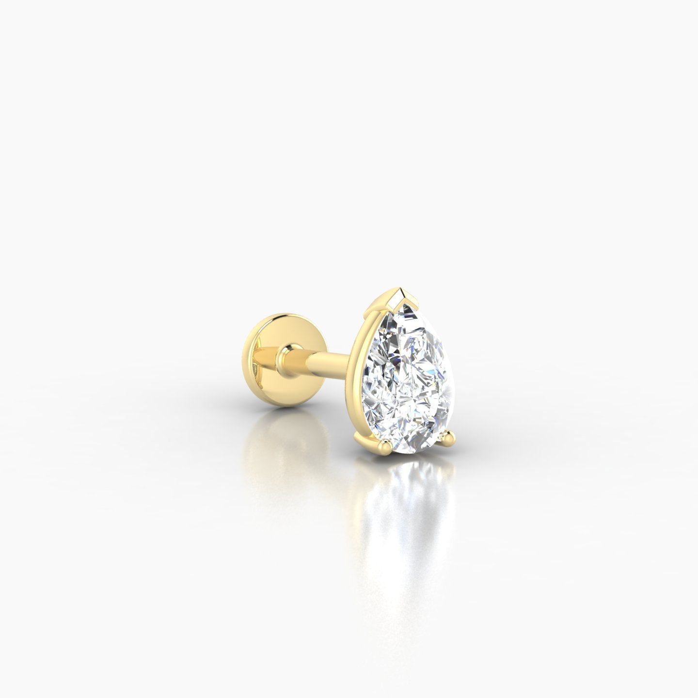 Nut | 18k Yellow Gold 6 mm 6.5 mm Pear Diamond Piercing