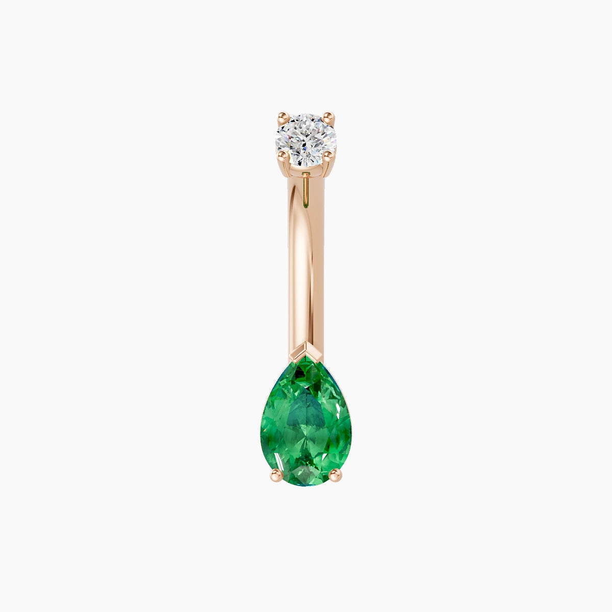 Nut | 18k Rose Gold 6.5 mm 8 mm Pear Emerald & Diamond Belly Piercing
